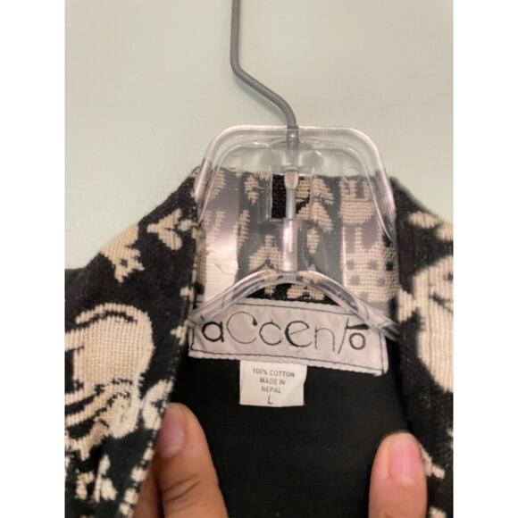 Vintage Accento Womens Vest Large Black Tapestry Elephant Art To Wear Boho 90s - Picture 2 of 7